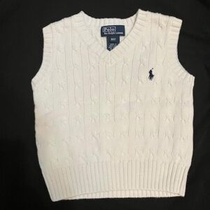 Ralph Lauren POLO Boys Cable Knit Sweater Vest White Size 3T